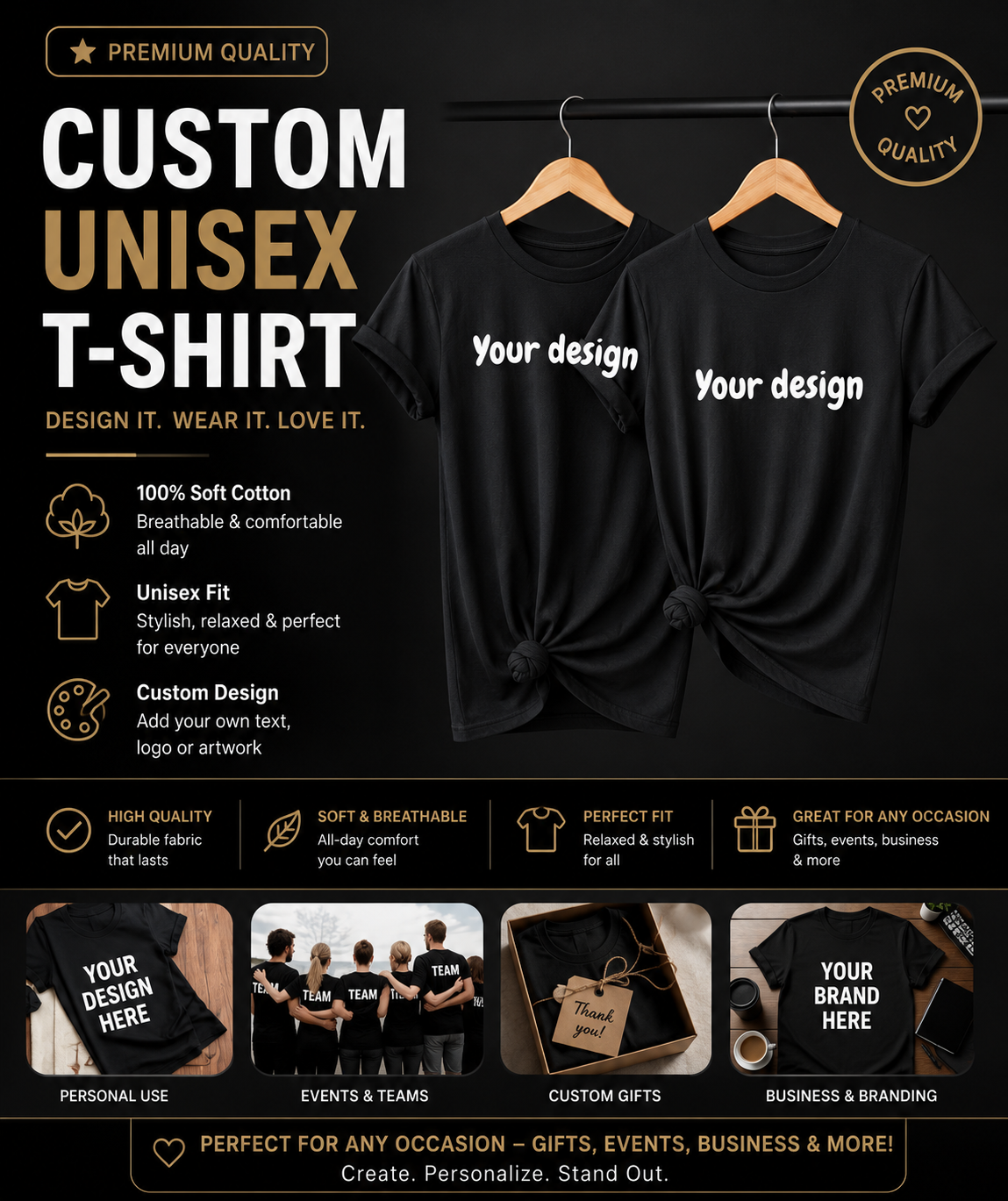 Custom Print-On-Demand Unisex T-Shirt | Personalized Design Tee